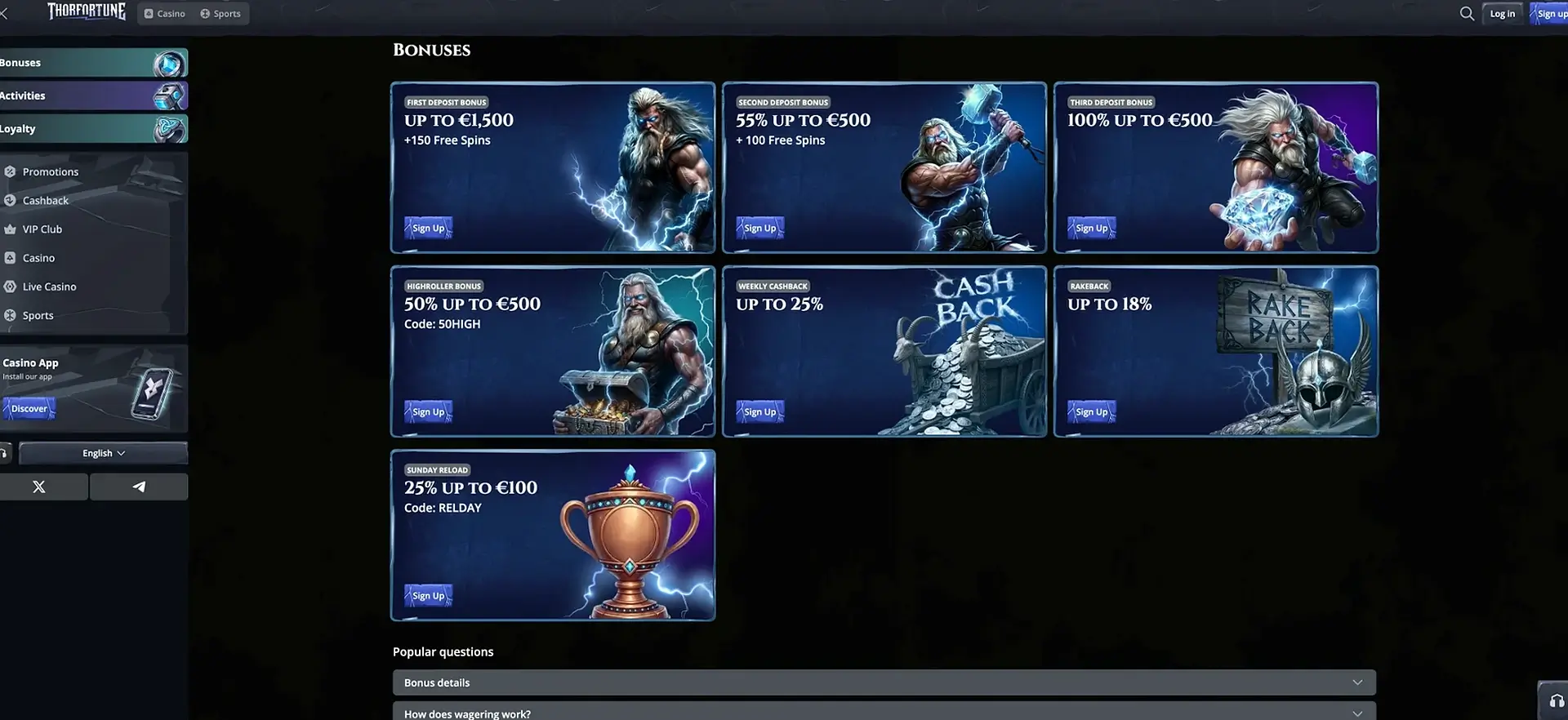 Thorfortune bonus: come funzionano offerte e requisiti
