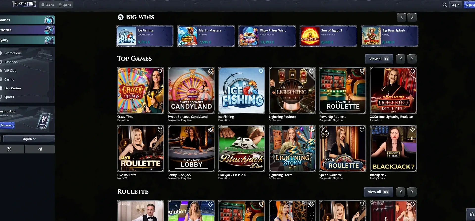 Thorfortune live casino: giochi con croupier e accesso ai tavoli